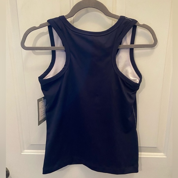 NWT $48 REEBOK "CUT & SEWN SUPPORT TANK" WOMENS TANK TOP W/BRA NAVY MEDIUM - Picture 2 of 6
